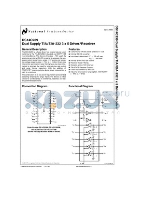 DS14C239 datasheet - Dual Supply TIA/EIA-232 3 x 5 Driver/Receiver