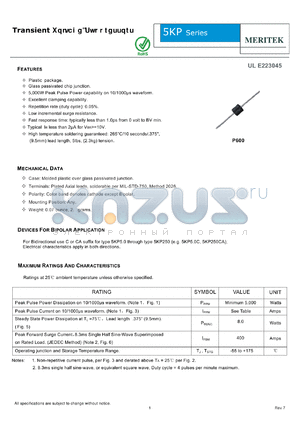 5KP120CA datasheet - Transient Voltage Suppressors
