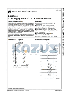 DS14C335MSA datasheet - 3.3V Supply TIA/EIA-232 3 x 5 Driver/Receiver