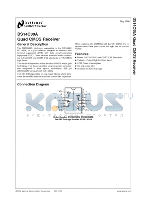 DS14C89AM datasheet - Quad CMOS Receiver