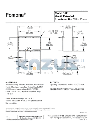 3311 datasheet - Size G Extruded Aluminum Box With Cover