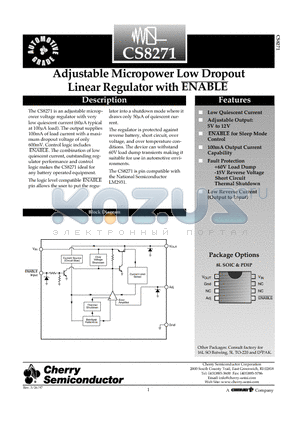 CS8271YDR8 datasheet - Adjustable Micropower Low Dropout Linear Regulator with ENABLE