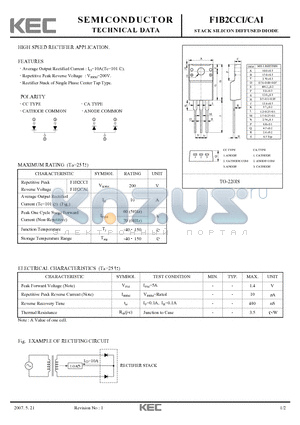 F1B2CAI datasheet - STACK SILICON DIFFUSED DIODE