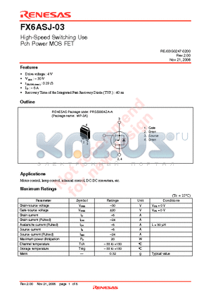 FX6ASJ-03_06 datasheet - High-Speed Switching Use Pch Power MOS FET