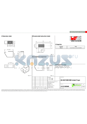 331221602040 datasheet - WE-SECF SMD EMI Contact Finger