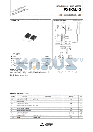 FX6KMJ-2 datasheet - Pch POWER MOSFET HIGH-SPEED SWITCHING USE