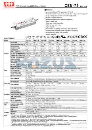 CEN-75-48 datasheet - 75W Single Output LED Power Supply