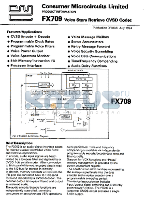 FX709LH datasheet - VOICE STORE RETRIEVE CVSD CODEC