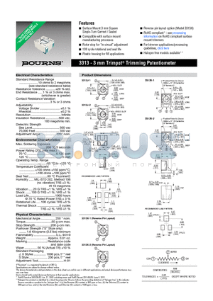 3313J-1-103E datasheet - 3313 - 3 mm Trimpot^ Trimming Potentiometer