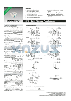 3313J-2-502E datasheet - Trimming Potentiometer