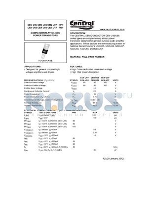 CEN-U55 datasheet - COMPLEMENTARY SILICON POWER TRANSISTORS
