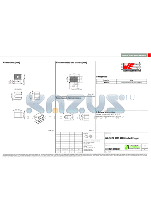 331171302030 datasheet - WE-SECF SMD EMI Contact Finger