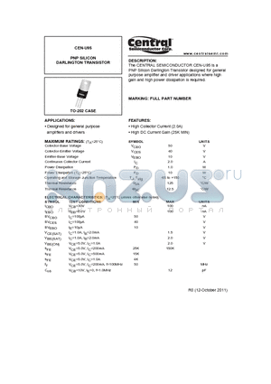 CEN-U95 datasheet - PNP SILICON DARLINGTON TRANSISTOR