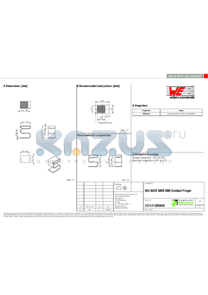 331171302035 datasheet - WE-SECF SMD EMI Contact Finger