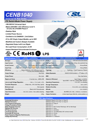 CENB1040 datasheet - ITE Switch-Mode Power Supply