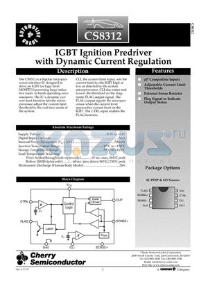 CS8312 datasheet - IGBT Ignition Predriver with Dynamic Current Regulation