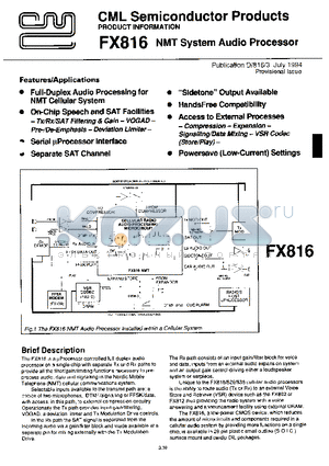 FX816 datasheet - NMT SYSTEM AUDIO PROCESSOR