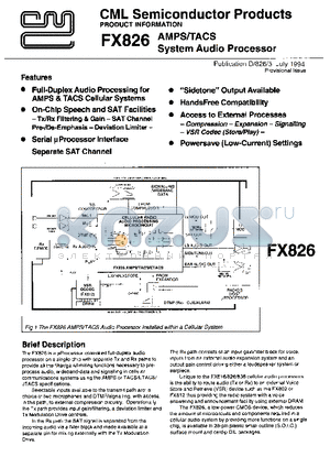 FX826DW datasheet - AMPS / TACS SYSTEM AUDIO PROCESSOR