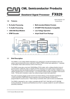 FX829 datasheet - Baseband Signal Processor
