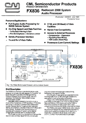 FX836J datasheet - RADIOCOM 2000 SYSTEM AUDIO PROCESSOR