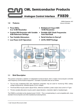FX839D2 datasheet - Analogue Control Interface