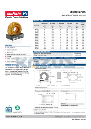 33151C datasheet - Vertical Mount Toroidal Inductors