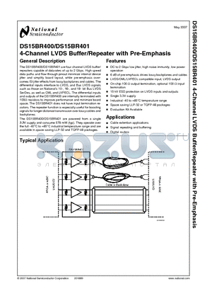 DS15BR400TSQ datasheet - 4-Channel LVDS Buffer/Repeater with Pre-Emphasis