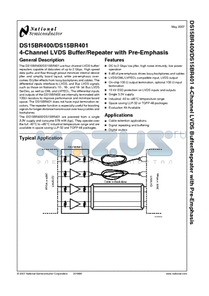 DS15BR400TVSX datasheet - 4-Channel LVDS Buffer/Repeater with Pre-Emphasis