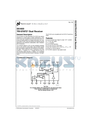 DS1603J datasheet - TRI-STATE Dual Receiver