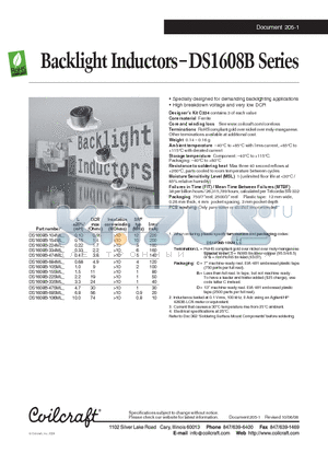 DS1608B-224ML datasheet - Backlight Inductors