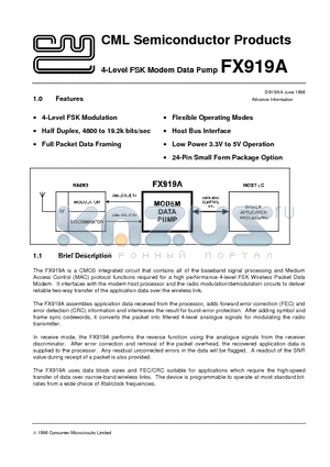 FX919A datasheet - 4-Level FSK Modem Data Pump