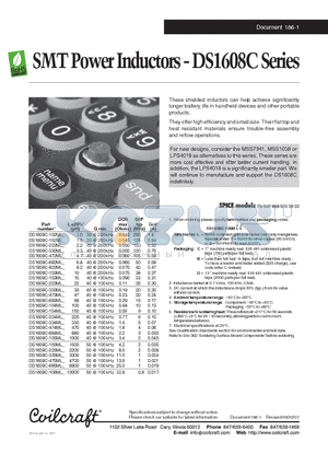 DS1608C-332ML datasheet - SMT Power Inductors