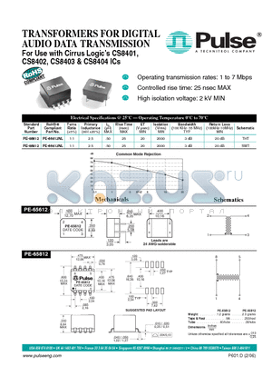 CS8402 datasheet - TRANSFORMERS FOR DIGITAL AUDIO DATA TRANSMISSION