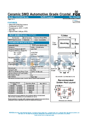 FXA7050B datasheet - Ceramic SMD Automotive Grade Crystal