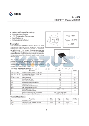 E24N datasheet - HEXFET Power MOSFET