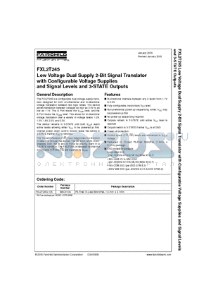 FXL2T245 datasheet - Low Voltage Dual Supply 2-Bit Signal Translator with Configurable Voltage Supplies and Signal Levels and 3-STATE Outputs