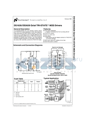 DS1628 datasheet - Octal TRI-STATE MOS Drivers