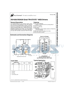 DS1628J datasheet - Octal TRI-STATE MOS Drivers