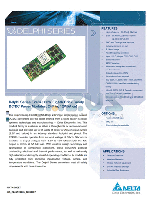 E24SR12005NKFA datasheet - Delphi Series E24SR, 66W Eighth Brick Family DC/DC Power Modules: 24V in, 12V/5A out