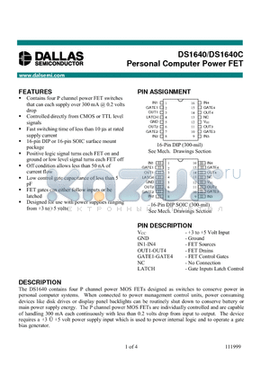 DS1640 datasheet - Personal Computer Power FET