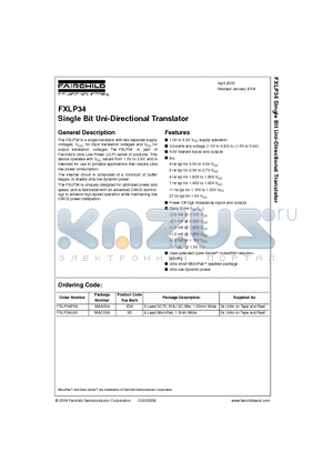 FXLP34 datasheet - Single Bit Uni-Directional Translator