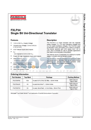 FXLP34L6X_11 datasheet - Single Bit Uni-Directional Translator