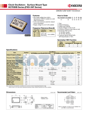 FXO-34F datasheet - CMOS/ 3.3V/ 5.0V/ 7.05.0mm