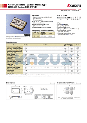 FXO-37FNB datasheet - CMOS/ 5.0V/ 7.05.0mm