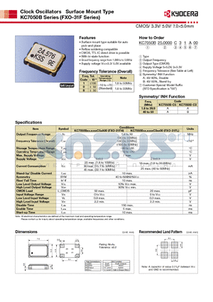 FXO-31F datasheet - CMOS/ 3.3V/ 5.0V/ 7.05.0mm