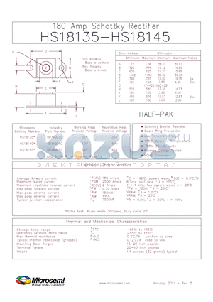 181NQ040 datasheet - 180 Amp Schottky Rectifier