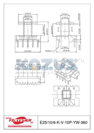 E25-10-6-K-V-10P-YW-360 datasheet - COIL FORMER