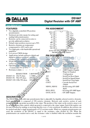 DS1667-10 datasheet - Digital Resistor with OP AMP