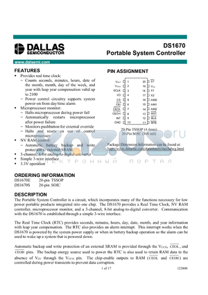 DS1670 datasheet - Portable System Controller