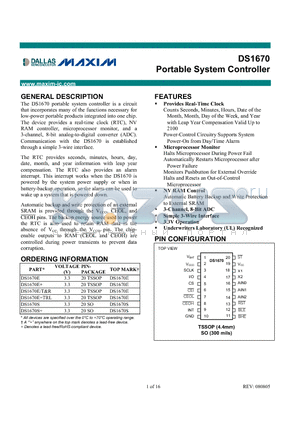 DS1670E/TR datasheet - Portable System Controller